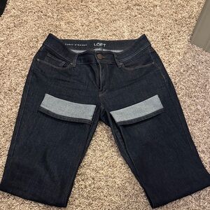 LOFT Curvy Straight Jeans in Dark Indigo